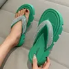 Slippers 2023 Students Outdoor Fashion Casual In Heel Female Foreign Trade Thick Bottom Slope With Rhinestone Flip Flops