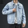 Herrjackor män ljusblå vinter jean ytterkläder varm denim rockar stor storlek ullfoder tjockare storlek4xl 230719