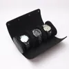 Boîtes de montres 2/3 fentes boîtier ovale montres voyage bouton pression stockage organisateur boîte emballage en cuir PU de haute qualité