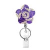 Nyckelringar 1st mode FLOWER FORME FÖRSLAGA BADGE REEL REEL CLIP OFFICE NAMN HOLDER CARD AICTIORER