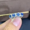 Klaster pierścienia Prezent dla twojej ukochanej żony Naturalny prawdziwy niebieski szafir Ring 925 Srebrny srebrny rękodziełowy palec biżuterii