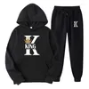 Herrtröjor trycker Set Women's Unisex Lover Couples Hooded Tops och Sweatpant Sport Solid Jogging Sweatshirt