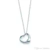 Lüks stil gümüş marka kolye kolye kalp, kadınlar için düğün hediyesi mücevher tiffi216y