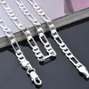 Collar de cadena Figaro de 4mm, collar largo clásico de moda para hombres y mujeres, joyería de cadena de plata de ley 925 16 18 20 22 24 pulgadas 308M