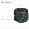 Vidaxl Barbed Wire 328' Green Iron Barbwire Garden Patio Fencing Wires Fence U4Sx3250o