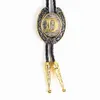 Bolo binder Inledande personlig bokstav A till Z Gold Silver Western Cowboy Horseshoe Bolo Tie HKD230719