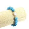 Ny ankomst handgjorda pärlkvinna Larimar Stone smycken armband 10mm runda larimar armband för man blå kristallarmband2512