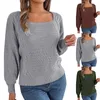 Women's Sweaters Womens Knit Square Neck Long Sleeve Casual Loose Pullover For Women Zip Mens Fashion Sweater Quarter