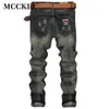 Hela McCkle New Fashion Distressed Mens Jeans Pants Vintage Grey Patches Skinny Trousers Hi Street Holes Denim Biker Jeans M349G