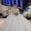 Maniche lunghe 2019 Abiti da sposa in cristallo Appliques Abiti da sposa principessa Abiti da sposa taglie forti Arabo231q