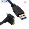 90 Graus Direita Esquerda Para Cima Para Baixo Angulado Micro B USB 3 0 Parafuso de Bloqueio Montar em USB 3 0 USB3 0 Tipo A Cabo de Dados Macho 1 2m 3m 5m1242Q