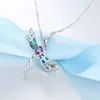 Nuove donne collana con pendente a forma di libellula gioielli in argento sterling 925 con opale di fuoco blu per Lady329B