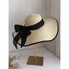 Sombreros de ala ancha para mujer, sombrero de paja de playa de verano, sombrilla grande coreana para playa, moda de vacaciones, lazo fresco para gorra