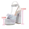 صندل Ippeum Glitter منصة كتلة عالية الكعب نساء Silver Party Sandals في Y2K Sexy Sandalias Pink Bratz Shoes 230719