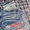 FALECTION HEREN 22ss rode bandana JEANS PATCH GEBORDUURDE GESCHEURDE broek motocycle rockstar jean261q