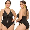 Cor sólida cor plus size biquíni biquíni sexy halter strap de uma peça de maiô feminina biquíni