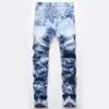 Tie Dye Print Men Jeans Designer Mężczyzna dżinsowe spodnie spodnie zupełnie nowa motocyklista dżinsy los hombres proste hombre317a