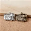 Antique Silver & Antique Bronze Double-decker Bus Shape Alloy Charms AAC1093303g