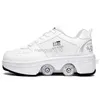 Patines en línea Rueda deformada Zapatillas de deporte de doble fila 4 ruedas Patines transpirables Zapatos con ruedas Caminar Polea invisible Rodillo de deformación HKD230720