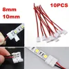 10st Lot Electrical Connect Splice 2-PINS Power Connector Adapter för 3528 LED-striptråd med PCB 8mm 10mm Modules2354