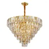 Kronleuchter LED Edelstahl Kristall Wohnzimmer Kronleuchter Runde Gold Luxus Villa Dekoration Lampe Restaurant Schlafzimmer Beleuchtung