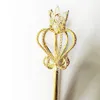 Клипы для волос Barrettes Bling Crystal Scepter Wand Gold Silver Color Tiaras и Crowns Scepter King Queen Wedding Wardet Pageant Cos308V