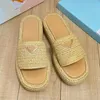 Woven womens slippers classic designer shoes fashion luxury platform shoes outdoor comfort beach shoes summer non-slip casual shoes runway style breathable flats