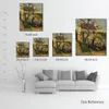 Abstract Canvas Art House and Tree the Hermitage Paul Cezanne Handcrafted Oil Painting Modern Decor Studio Apartment