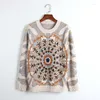 Women's Sweaters Fashion High Quality Sweater Luxury Crochet Floral Pattern Long Sleeve O-neck Pullover Knitwear Female's Tops SY2600