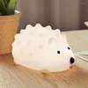 Candeeiros de mesa Silicone Cute Hedgehog Candeeiro de mesa Crianças Desenho Animado Cabeceira LED Luz Nocturna Recarregável Casa Quente Branco Mudança