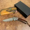 Ny R1695 Flipper Folding Knife VG10 Damascus Steel Straight Blade Rosewood Handle Ball Bearing Fast Open EDC Pocket Knives With Leather Mante