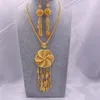 Dubaï 18K couleur or ensembles de bijoux pour femmes indien ethiopie collier pendentif boucles d'oreilles ensemble afrique arabie saoudite fête de mariage gift301A