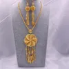 Dubai 18K goud kleur Sieraden sets voor Vrouwen Indian Ethiopië Ketting Hanger Oorbellen set Afrika Saudi Arabië bruiloft gift301A