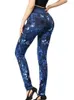 Leggings femininas Fitness Jeggings de cintura alta Calças jeans falsas Sexy Calças lápis elásticas estampadas casuais elásticas macias