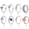 Nowy 100% 925 Pierścień srebrny Fit Pandora Flowers Love Heart Dragonfly Stars Pierścienie kątowe dla europejskich kobiet