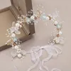 Fermagli per capelli Fascia da sposa romantica Copricapo Fiori colorati Copricapo di perle preparato a mano Indossare accessori per donne e bambini