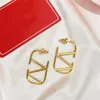 Woman Stud Earrings letter V gold Internet celebrity Hoop Earing Designer Pearl Orecchini Luxury V logo Women jewelry 564545