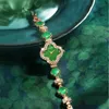 Dom retro luksusowy mody mody zielony na nadgarstek na nadgarstek czterościczny ornament bransoletki koniczyny prosty trend Wodoodporny zegarek dla mężczyzn