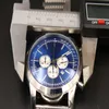 Новое прибытие часов Quartz Watch для Men Blue Dial Analog Полный сталь Band Band Digital Watch Montre Hommme295n