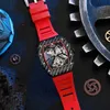 Richarder Milles Uhr Multifunktions-Richardes-Uhren Kohlefaser hohle vollautomatische mechanische Armbanduhr wasserdicht leuchtender WeinY9U5