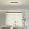 Pendant Lamps Simple Restaurant Lights Living Room Bedroom Dining Table Bar Led Chandelier Home Black White Indoor Lighting Strip Lamp