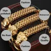 Link Chain Tiasri 12mm Fashion Animal Design Gothic Bracelet For Men Gold Color High Quality Stainless Steel Figaro Weave Texture263m