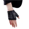 Mode halvfinger kvinnor fårskinn handskar äkta läder kör handskar kvinnor solida svart fingerlösa vantens12737