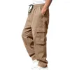 Pantalon Homme Cargo Polyvalent Élégant Ceinture Élastique Multi Poches Jambe Large Conception Pour La Mode Hip Hop