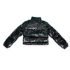 メンズジャケットのデザイナーパーカスコート膨らみ、黒い光沢のある短いコットンジャケット冬のアウトウェアコート