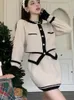 ワークドレススモールフレグランススーツ女性2二枚衣装2023韓国スタイルのニットカーディガンコートミニスカートセーターマッチセット