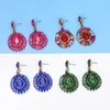 Boucles d'oreilles pendantes Multi couleurs bleu Fuchsia cristal grandes femmes accessoires de fête de mode bijoux de luxe