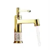 Rubinetto per lavabo in oro rosa Miscelatore monocomando in porcellana con diamanti Accessori per il bagno212p