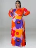 Plus size Dresses Wmstar Plus Size Dresses for Women Loose Long Sleeve Flower Print Big Hem Elegant Maxi Dress Fall Clothes 230720