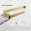 Towel Holder Bathroom Rack Bar Golden Kitchen Roll Paper Hand Towel Hanger Self Towel Hanger Self Storage Shelf Punching L230704